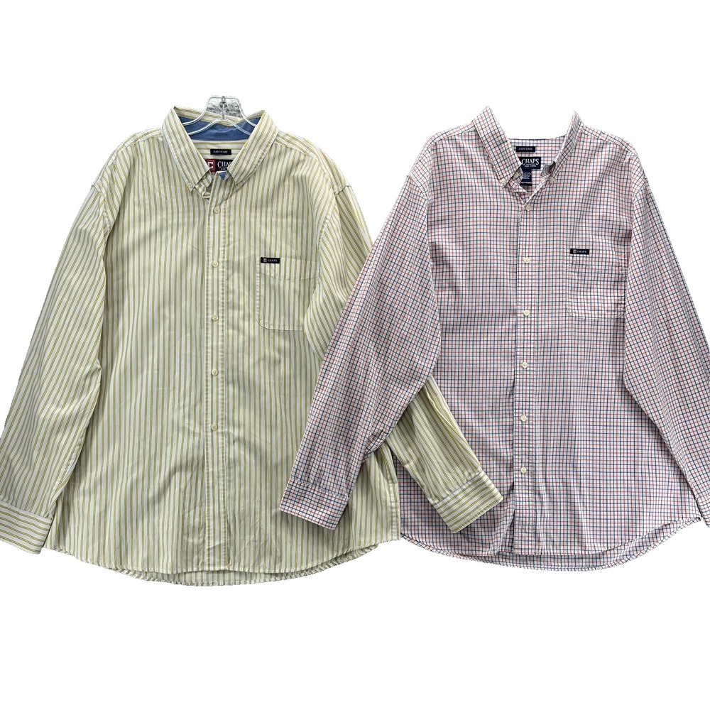 Chaps Ralph Lauren Shirt Lot of 2 Men XXL Plaid Stripped Preppy Corpcore Casual